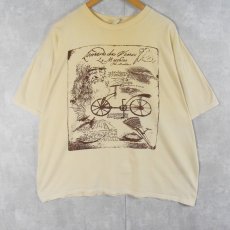 画像1: LEONARDE DA VINCI イラストプリントTシャツ XL (1)