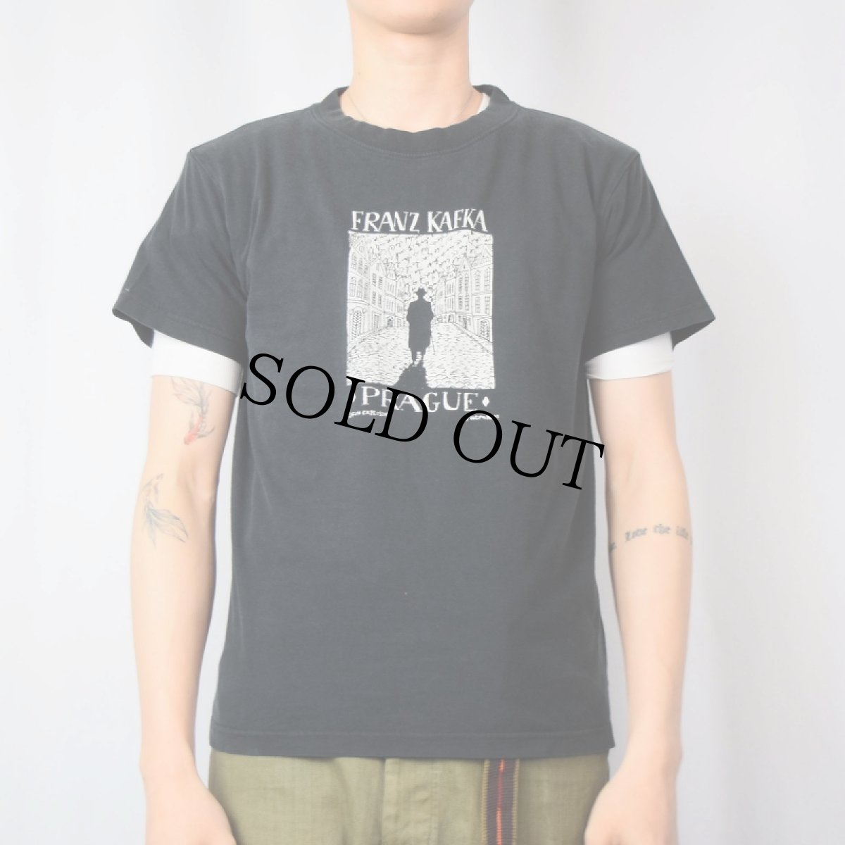 画像2: 90's Franz Kafka 小説家プリントTシャツ BLACK S (2)
