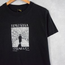 画像1: 90's Franz Kafka 小説家プリントTシャツ BLACK S (1)