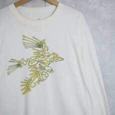 画像1: Patagonia ORGANIC COTTON カラビナ×鳥 騙し絵プリントロンT XL (1)