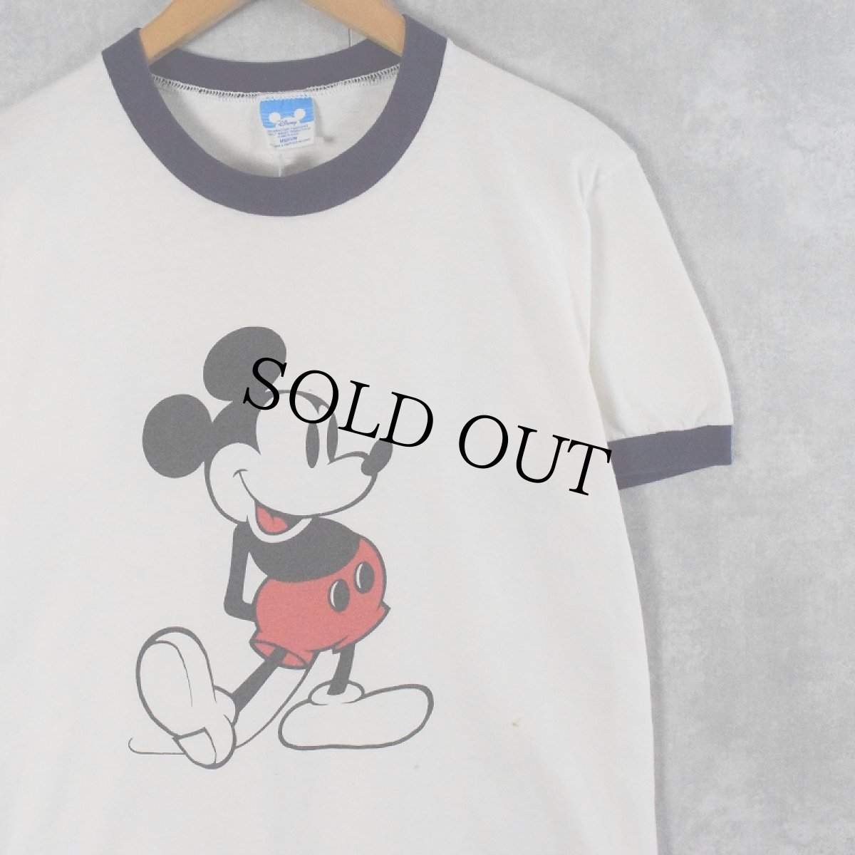 画像1: 80〜90's Disney MICKEY MOUSE USA製 キャラクタープリントリンガーTシャツ M (1)