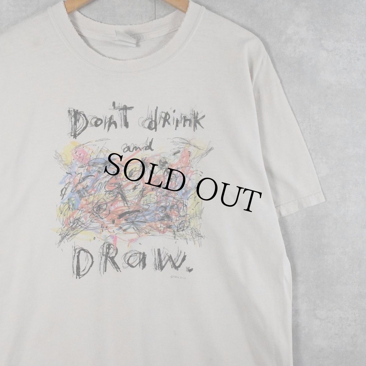 画像1: Fred Babb "Don't drink and Draw" アートプリントTシャツ L (1)