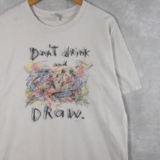 画像1: Fred Babb "Don't drink and Draw" アートプリントTシャツ L (1)