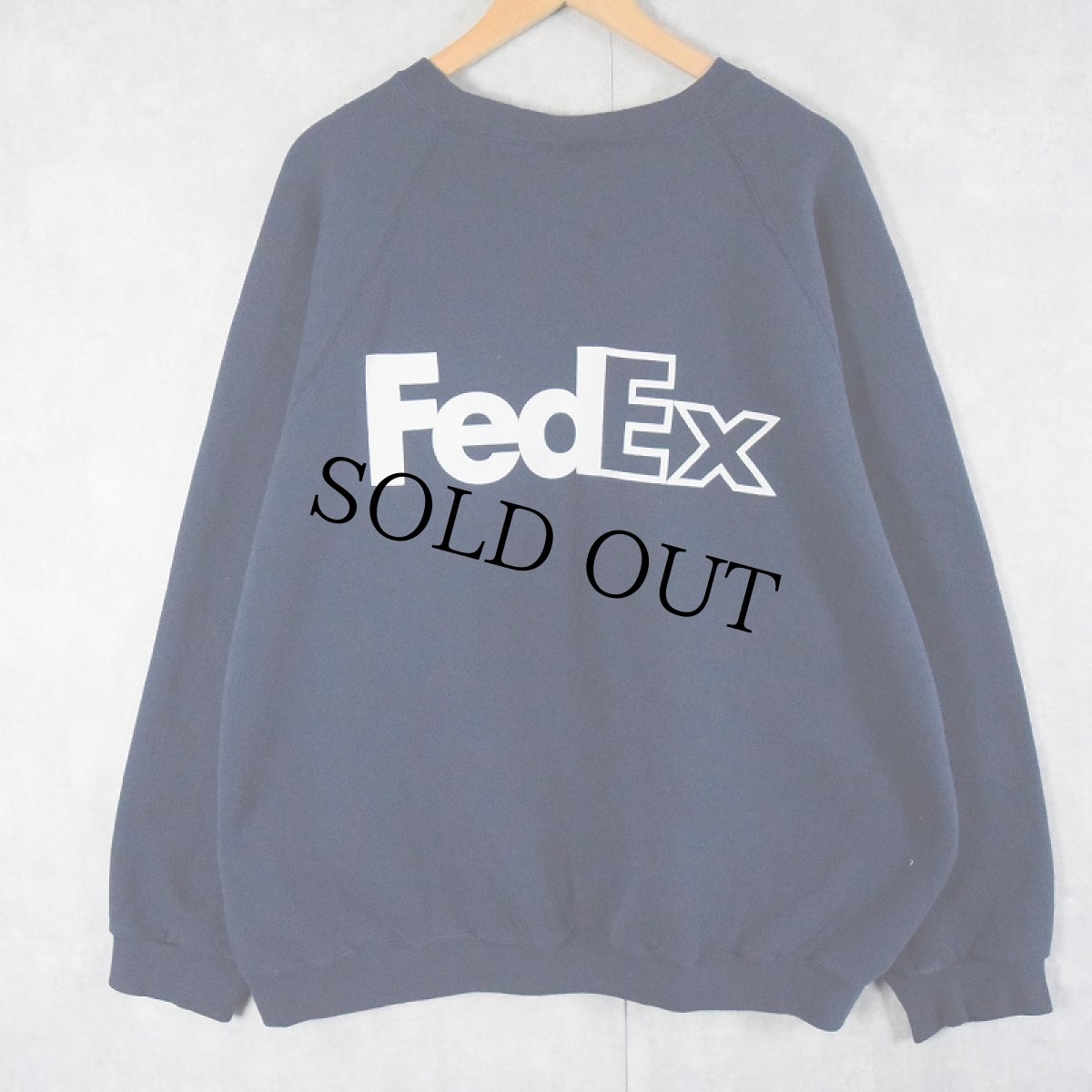 画像1: 90's FedEx USA製 企業ロゴプリントスウェット NAVY 3XL (1)