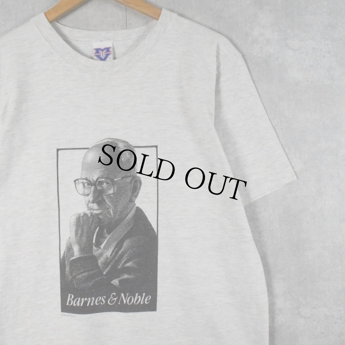 画像1: 90's Barnes & Noble USA製 "James A. Michener" 小説家プリントTシャツ L (1)
