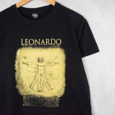 画像1: LEONARD DE VINCI ウィトルウィウス的人体図 アートプリントTシャツ BLACK M (1)