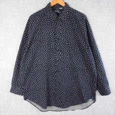 画像1: POLO Ralph Lauren "LOWELL SPORT" 花柄 コットンシャツ NAVY XL (1)