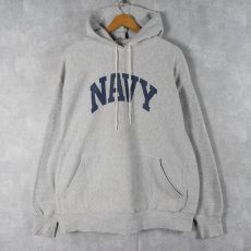 画像1: 90's Lee USA製 REVERSE WEAVE TYPE "NAVY" プリントスウェットフーディー 2XL (1)