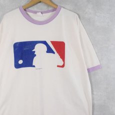 画像1: 2000's MLB ロゴプリントリンガーTシャツ 2X (1)