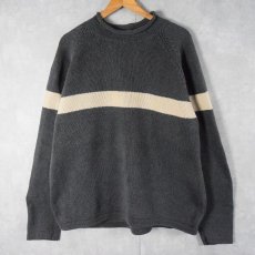 画像1: 2000's GAP ラインデザイン ロールネックコットンニットセーター XXL (1)