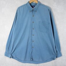 画像1: 90's GAP ドット柄 コットンシャツ XL (1)