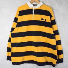 画像1: POLO Ralph Lauren ボーダー柄 フェルトパッチ ラガーシャツ XL (1)