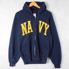 画像1: SOFFE "NAVY" プリントスウェットジップパーカー NAVY M (1)