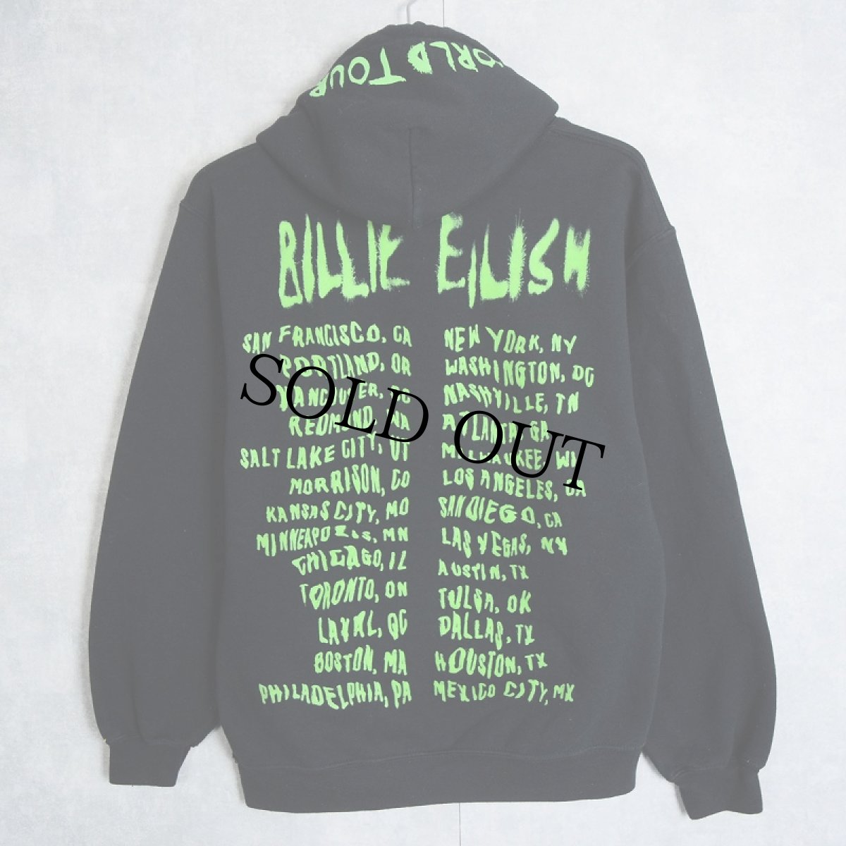 画像2: Billie Eilish "WORLD TOUR" ミュージシャンツアースウェットフーディー S (2)