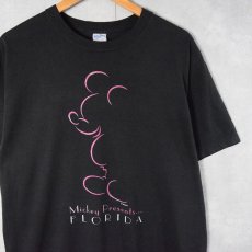 画像1: 90's Disney USA製 "Mickey Presents... FLORIDA" キャラクタープリントTシャツ BLACK L (1)