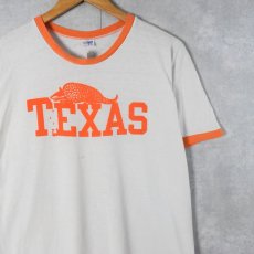 画像1: 70's Champion バータグ USA製 "TEXAS" プリントリンガーTシャツ XL (1)