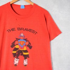 画像1: 80's "THE BRAVEST" キャラクターパロディプリントTシャツ (1)