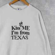 画像1: 90's USA製 "Kiss ME I'm from TEXAS" プリントスウェット L (1)