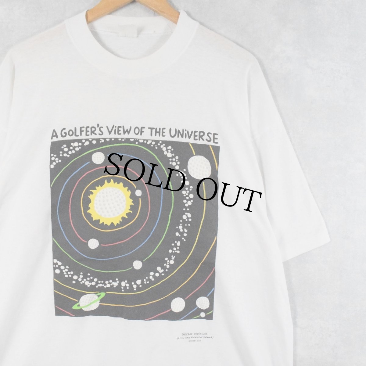 画像1: 80〜90's SHOEBOX GREETINGS "A GOLFER'S VOEW OF THE UNIVERSE" イラストプリントTシャツ (1)