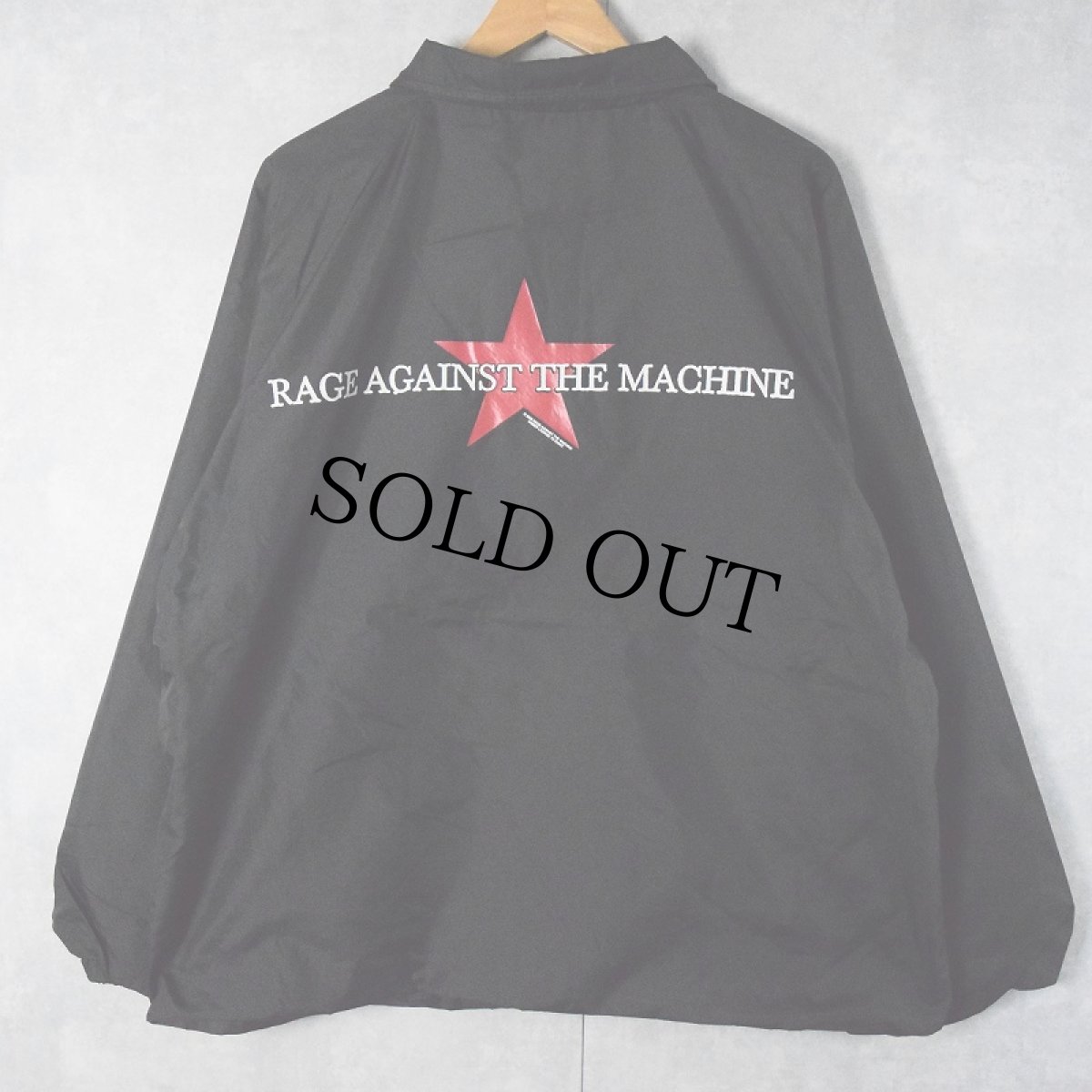 画像1: 2000's RAGE AGAINST THE MACHINE ロックバンドプリント ナイロンコーチジャケット BLACK XL (1)