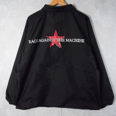 画像1: 2000's RAGE AGAINST THE MACHINE ロックバンドプリント ナイロンコーチジャケット BLACK XL (1)