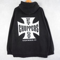 画像1: WEST COAST CHOPPERS ロゴプリントスウェットジップパーカー BLACK XXL (1)