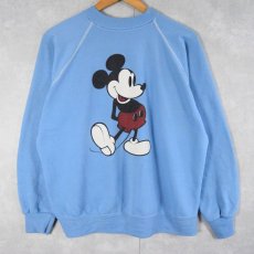 画像1: 80〜90's Disney MICKEY MOUSE キャラクタープリント ラグランスウェット L (1)