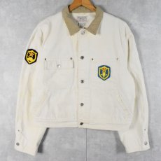 画像1: 80〜90's POLO Ralph Lauren "AUTHENTIC DUNGAREES" USA製 ワッペン付き ホワイトデニムジャケット L (1)