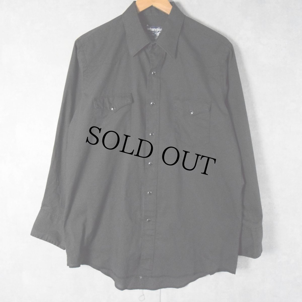 画像1: 【SALE】 80's Wrangler USA製 "COWBOY CUT" コットン×ポリエステル ウエスタンシャツ BLACK SIZE16 1/2 (1)