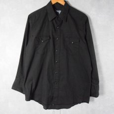 画像1: 【SALE】 80's Wrangler USA製 "COWBOY CUT" コットン×ポリエステル ウエスタンシャツ BLACK SIZE16 1/2 (1)