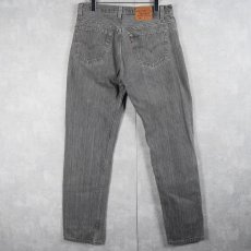 画像2: 90's Levi's 501 USA製 先染めブラック ストライプデニムパンツ W33 (2)