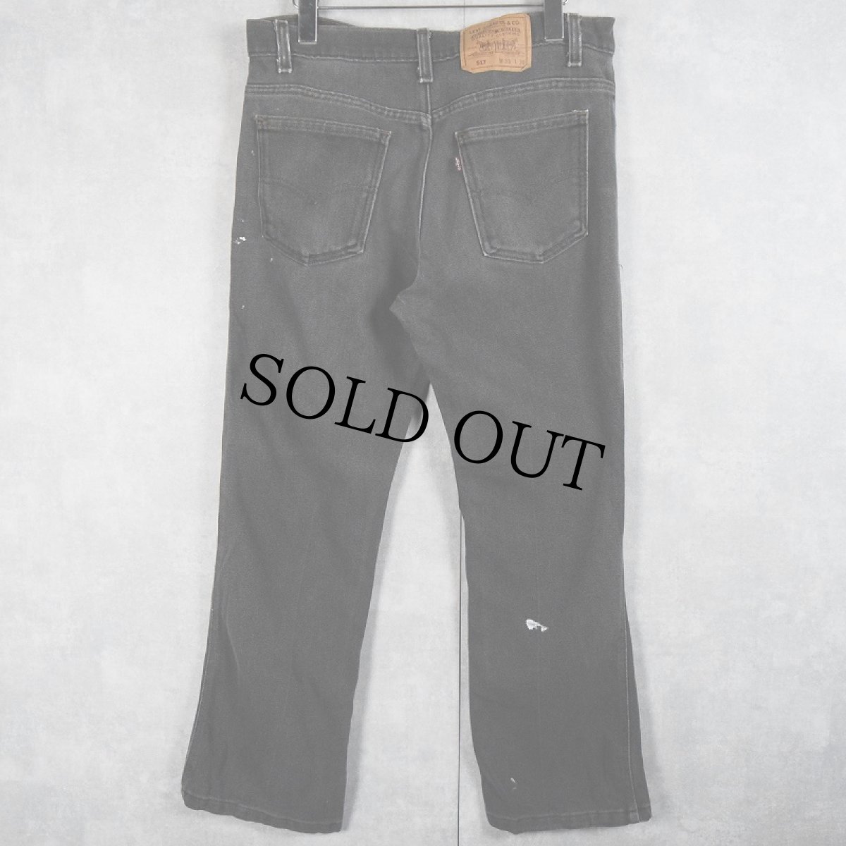 画像2: 90's Levi's 517 USA製 先染めブラック ブーツカット ストレッチデニムパンツ W32 (2)