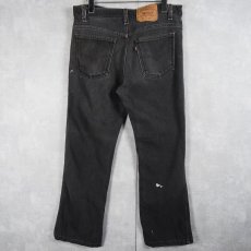 画像2: 90's Levi's 517 USA製 先染めブラック ブーツカット ストレッチデニムパンツ W32 (2)