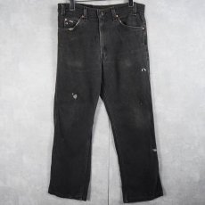 画像1: 90's Levi's 517 USA製 先染めブラック ブーツカット ストレッチデニムパンツ W32 (1)