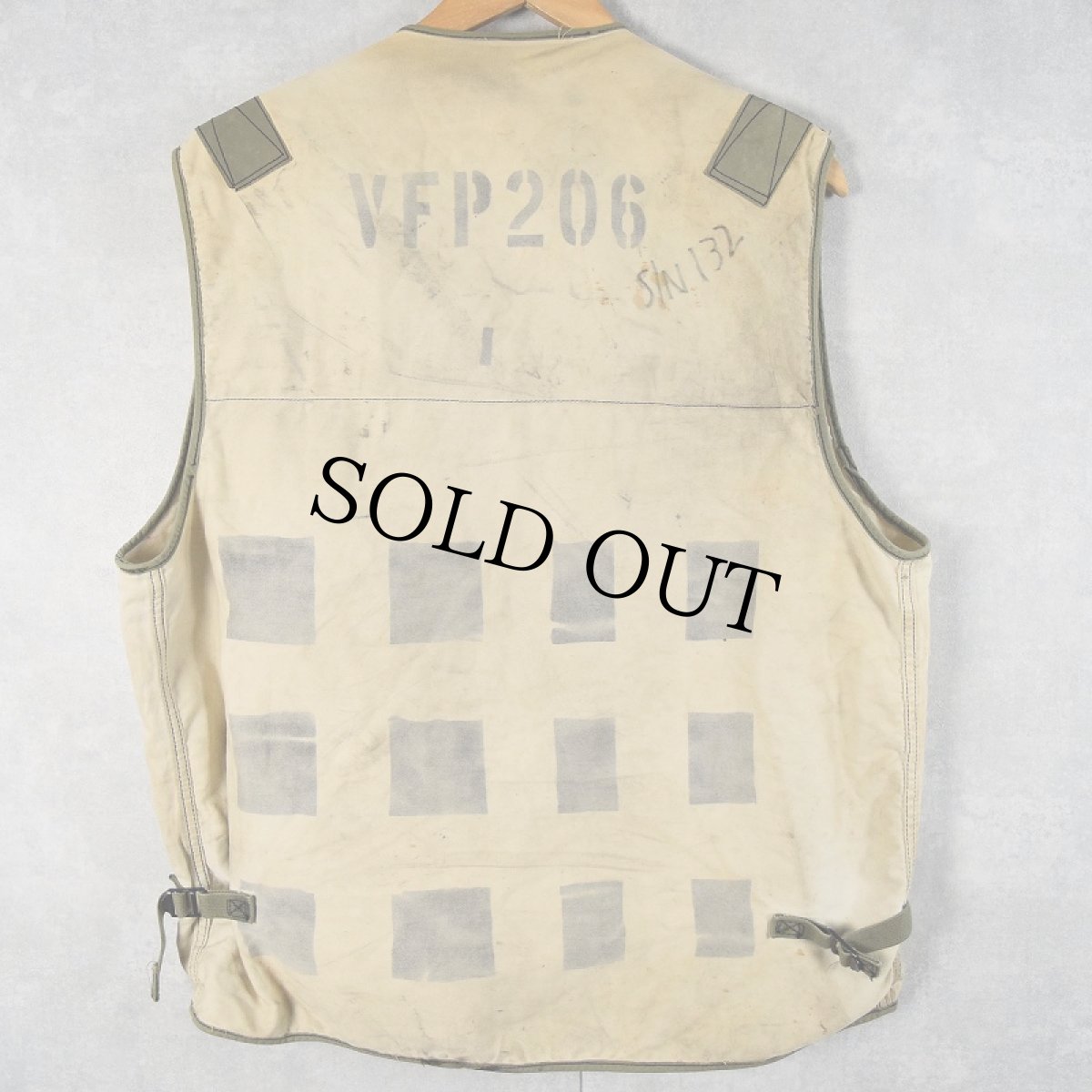 画像2: 70's U.S.NAVY "VFP-206" ステンシル入り カスタム ライフプリザーバー ベスト LARGE (2)