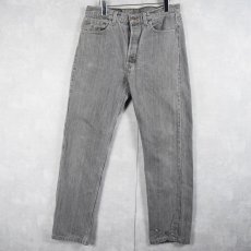 画像1: 90's Levi's 501 USA製 先染めブラック ストライプデニムパンツ W33 (1)