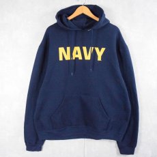 画像1: SOFFE "NAVY" プリントスウェットフーディー NAVY XL (1)