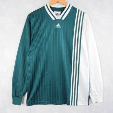 画像1: 90's adidas USA製 ロゴ刺繍 2トーン ゲームシャツ M (1)