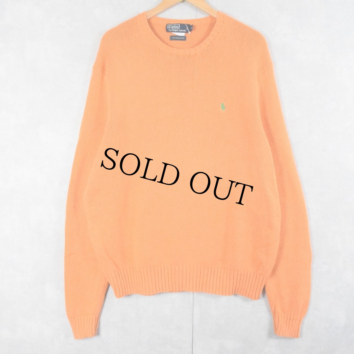 画像1: POLO Ralph Lauren ロゴ刺繍 コットンニットセーター XL (1)
