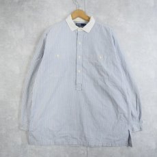 画像1: POLO Ralph Lauren ストライプ柄 コットンプルオーバーシャツ L (1)