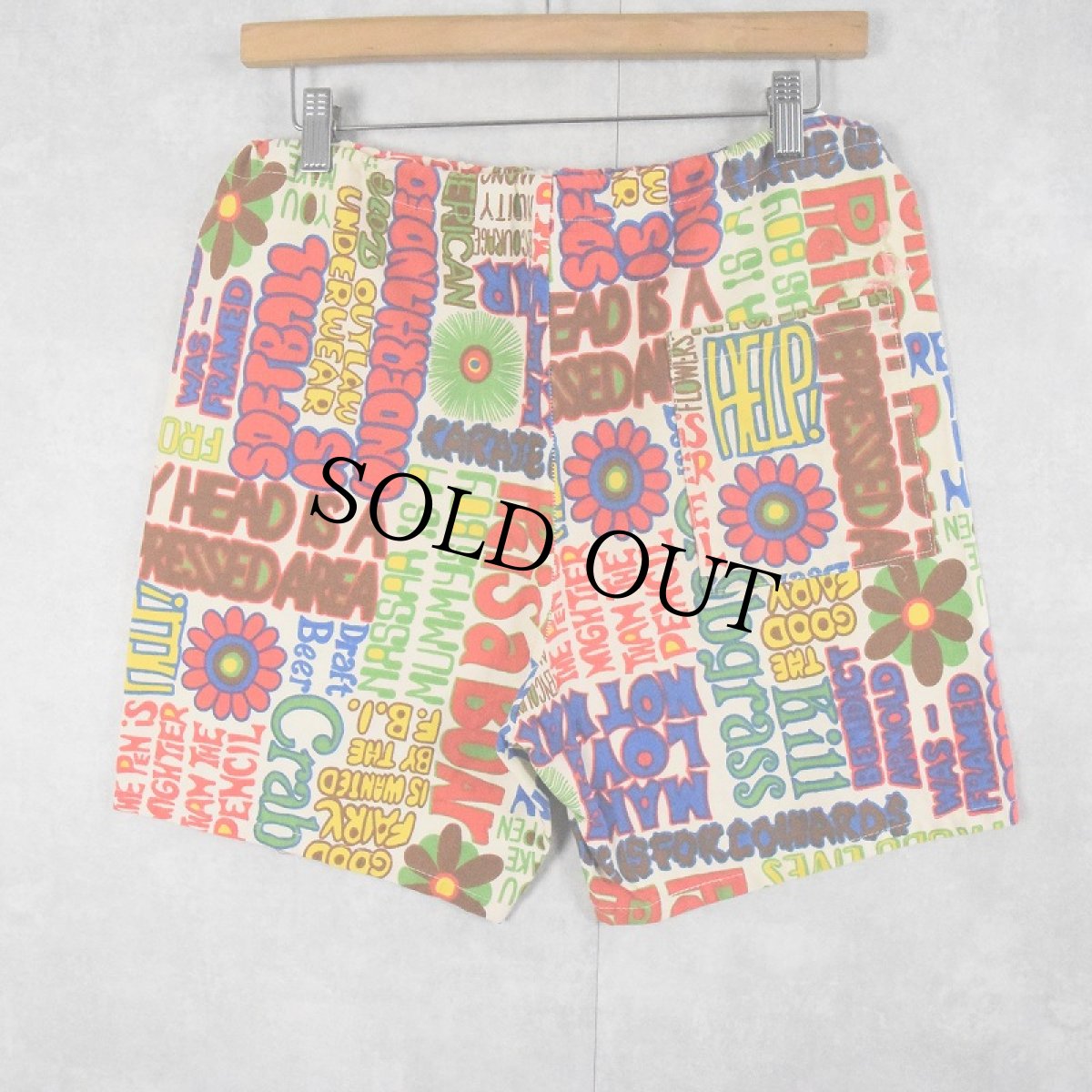 画像2: 60〜70's USA製 ポップアートデザイン コットンイージーショーツ MEDIUM (2)