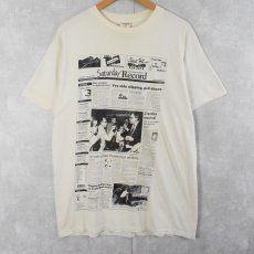 画像1: 90's Saturday Record CANADA製 ニュースペーパープリントTシャツ XL (1)
