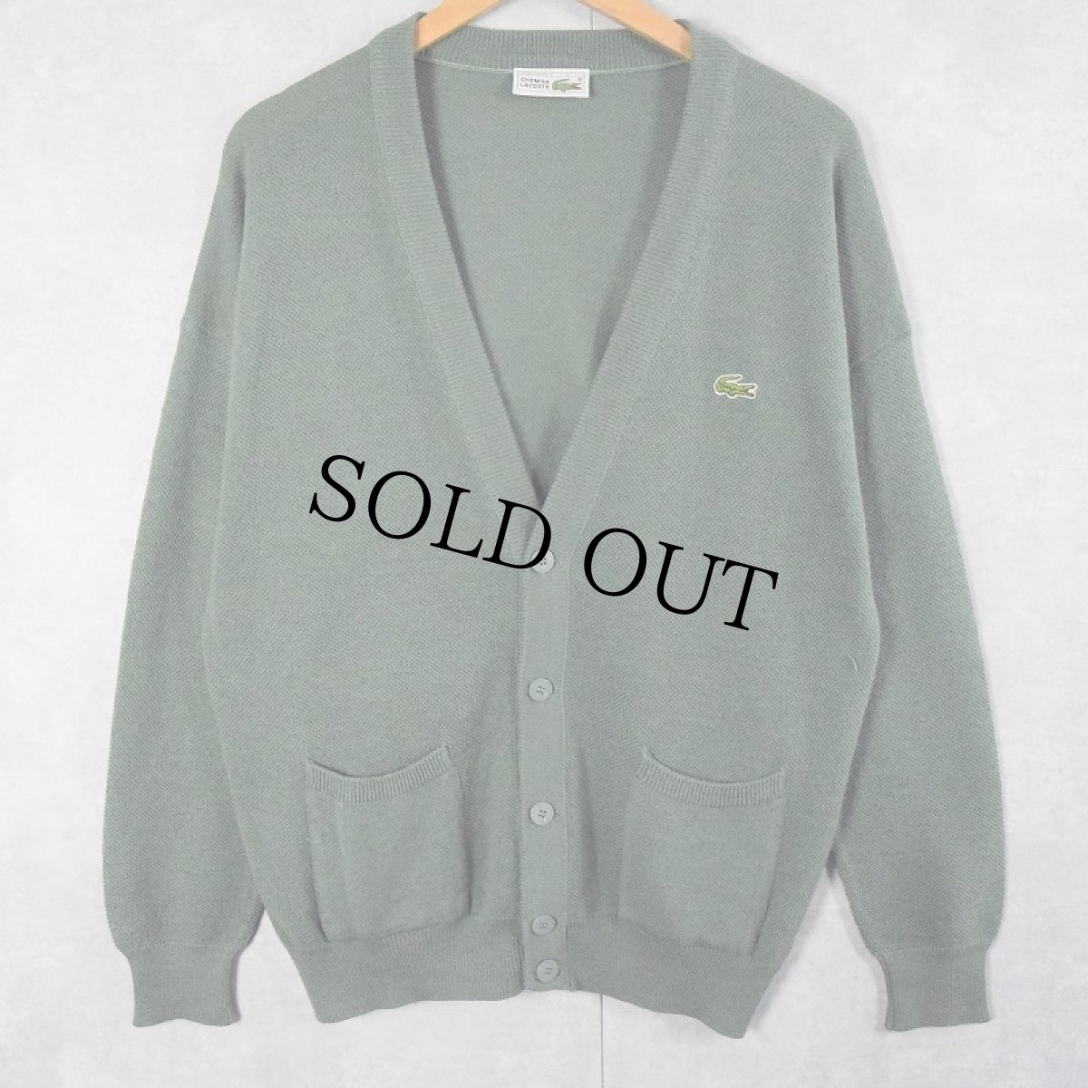 画像1: CHEMISE LACOSTE FRANCE製 ロゴ刺繍 ニットカーディガン SIZE4 (1)