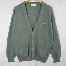 画像1: CHEMISE LACOSTE FRANCE製 ロゴ刺繍 ニットカーディガン SIZE4 (1)
