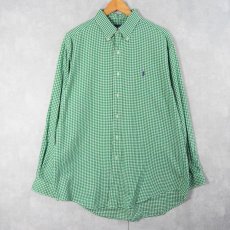 画像1: POLO Ralph Lauren "CLASSIC FIT" ロゴ刺繍 ギンガムチェック柄 コットンボタンダウンシャツ L (1)