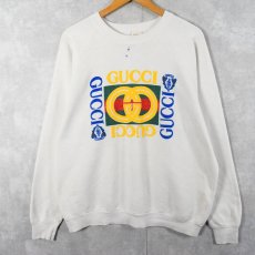 画像1: 80's ブート GUCCI ロゴプリントスウェット XL (1)