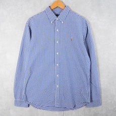 画像1: POLO Ralph Lauren "SLIM FIT" ロゴ刺繍 ギンガムチェック柄 コットンボタンダウンシャツ L (1)