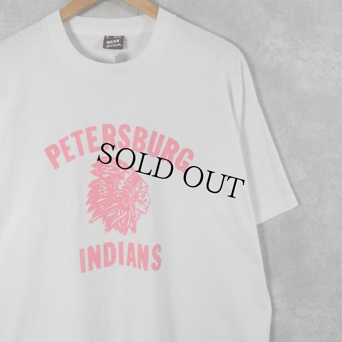 画像1: 90's FRUIT OF THE LOOM USA製 "PETERSBURG INDIANS" インディアンヘッドプリントTシャツ XL (1)