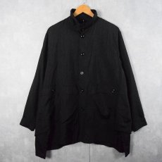 画像1: monitaly USA製 デザインナイロンシャツジャケット BLACK S (1)