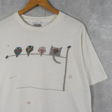 画像1: 90's Richard Stine "Cat Beak" アートプリントTシャツ XL (1)